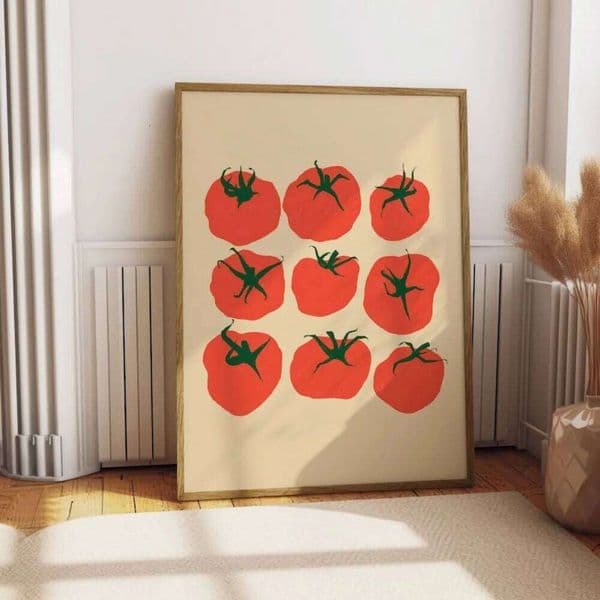 A Frameless Tomato Print,Kitchen Art, Food Art,Mediterranean Print,Printable Art Canvas Poster,for Kitchen Wall Decor 26H0406