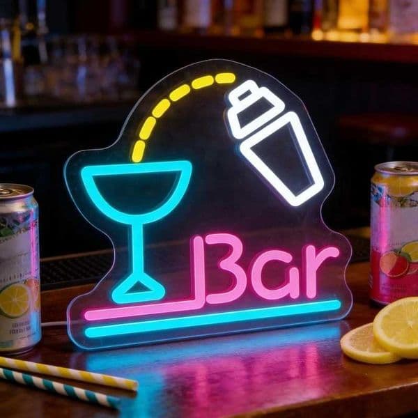 Bar Neon Sign USB Dimmable LED Neon Light Sign Wall Art Decoration for Bistro Gameroom Drink Bar Livingroom Bar Party Gifts Z260407