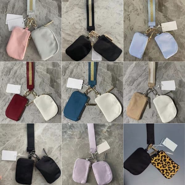 2026 Designer Yoga Wristlet Clutch Keychain Wallet Gym Dual Pouch Mini Purse With Detachable Zipper Wrap Around Wristlets Nylon Belt Waist Bag Bum Bags Free Shi