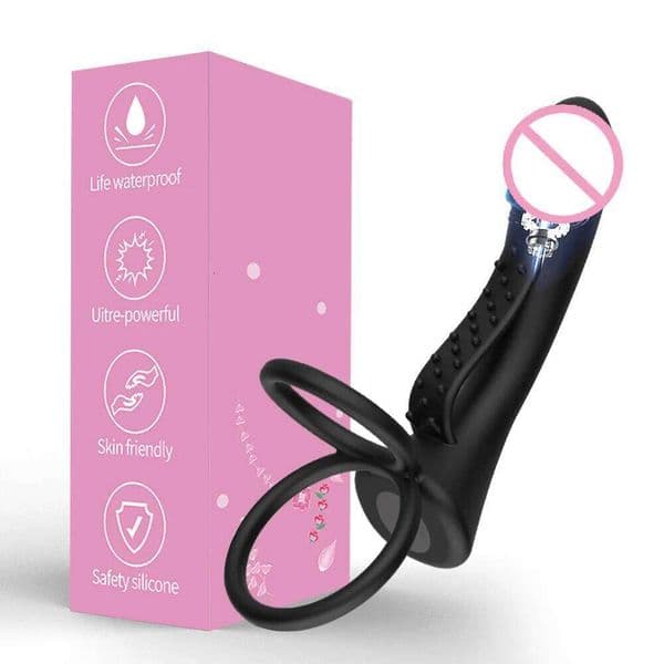 Strap-on Plug Dildo Men Couples Bullet Vibrator Sex Toys Penis Ring Double Penetration Vaginal Anal Plugs Adult 26H0323