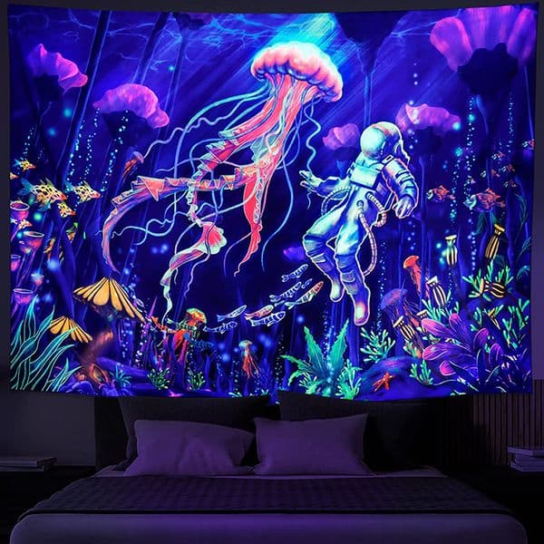 Astronaut UV Fluorescent Tapestry Aesthetics Wall Hanging Hippie Tapestry Bedroom Independent Room Decoration