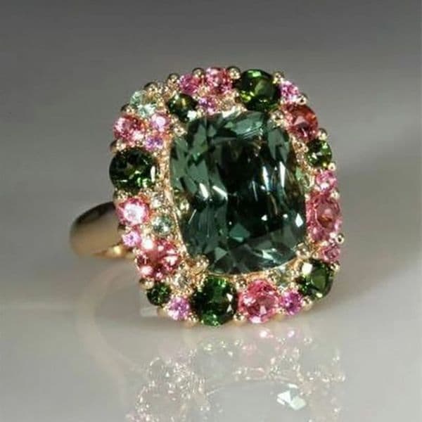Luxury Runaway Forest Princess Emerald Square Elegant Secret Garden Vintage Ring