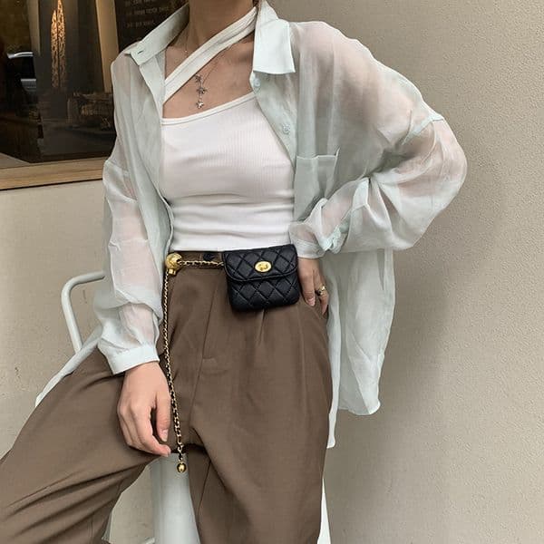 Free shipping women's small golden ball belt bag French small fragrance diamond belt bag Mini light chain crossbody bag