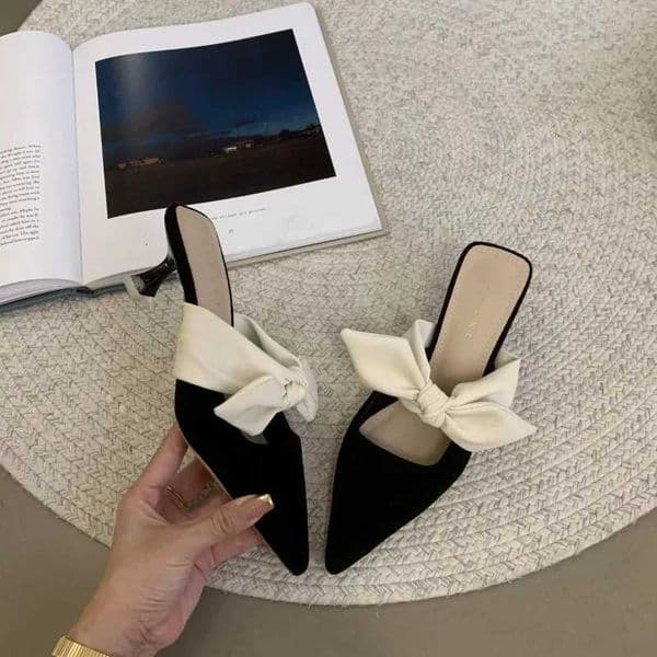 Summer Women Pointed Toe High Heels Sandals Bowknot Fashion Flower Woman Shoes Slingback Woman Slippers Z260407