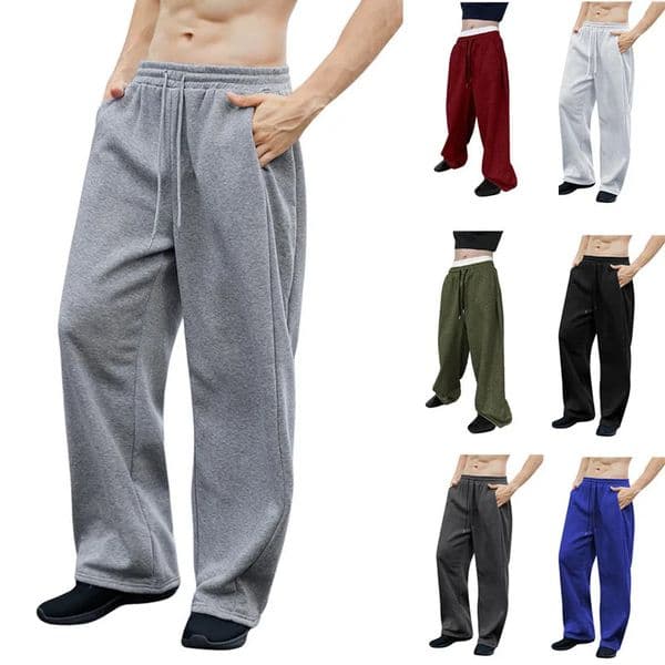 Mens Sweatpants Straight Fit Joggers for Sports and Streetwear Loose Oversized Casual Pant Drawstring Multipocket Men Long 260407