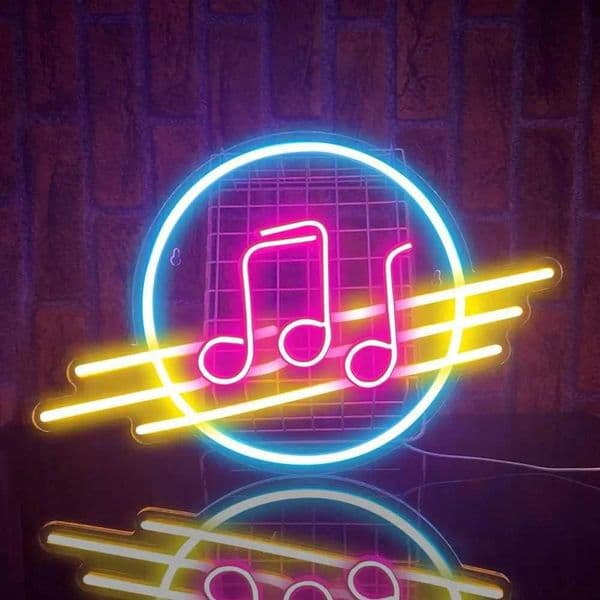 Music Notes Circle LED Neon Sign Wall Art for Bedroom Bar Music Studio Retro Home Decor Gift for Music Lovers Ambiance Lighting Z260407