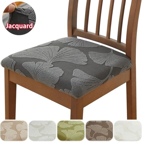 1/2/4pcs Solid Color Jacquard Elastic Chair Cushion Cover Stool Cover Protect Furniture Chair Cover for Living Room Home Decor 260402