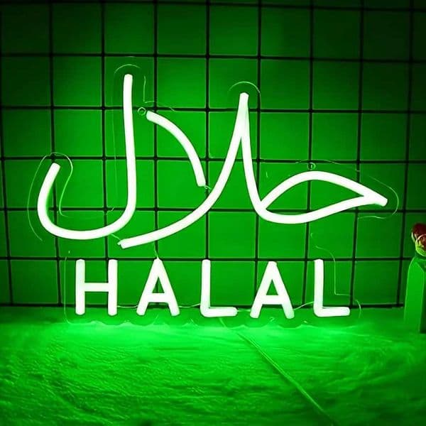 Halal neon sign for wall decoration neon sign arabian restaurant nail salon business led wall art window door halal restaurant Z260407