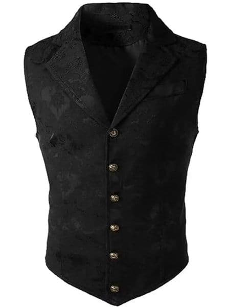 Mens Medieval Gothic Long Vest Vintage Steampunk Victorian Costume Waistcoat Halloween Cosplay Formal Jacket Renaissance LAR 260407