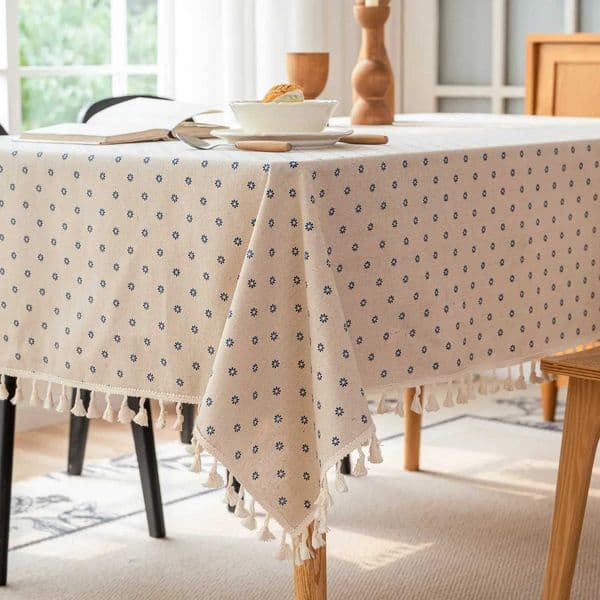 Vintage Cotton Linen Tablecloth Floral Pattern Table Cloth with Tassel Washable Table Cover for DinningPicnicTabletop DecorZ260407