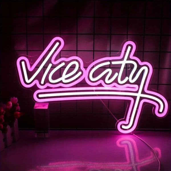 Vice City Neon Sign Led Light Up Sign For Room Decoration Wall Hanging Light For Bar Club Party Man Cave Game Room Growing Light Z260407