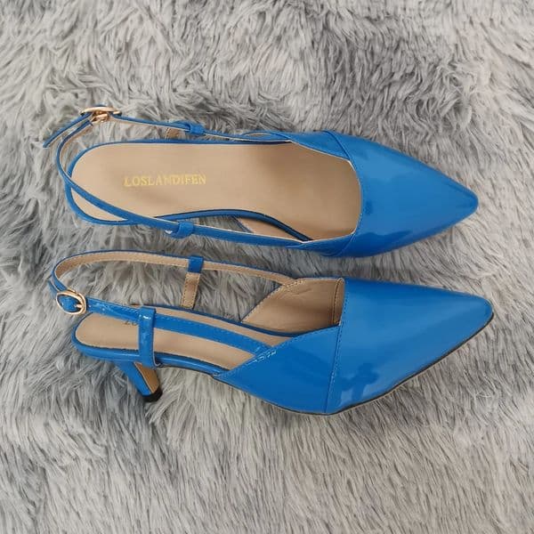 Women Sandals Summer Pointed Toes High Heels Sexy 5cm Low Heels Casual Back Strap Pumps Red Dance Wedding Shoes Large Size 260407