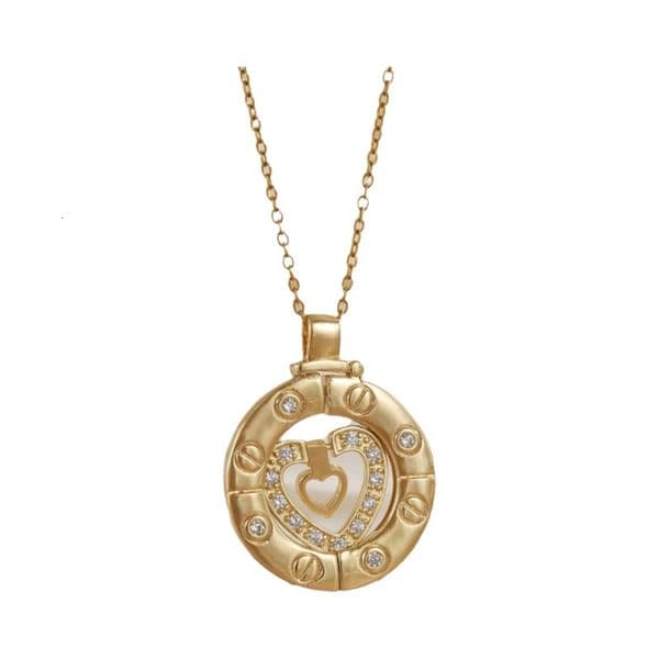 Jewelry Necklaces for Women, Heart Circle Cubic Zirconia Pendant, Titanium Steel Light Luxury Minimalist Clavicle Chain