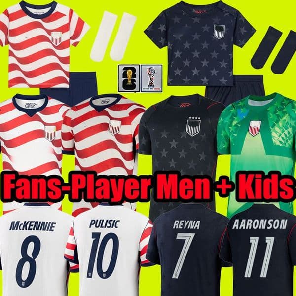 2026 World Cup USA Soccer Jersey PULISIC MCKENNIE ADAMS REYNA AARONSON USMNT Football Shirt Men Kids Set