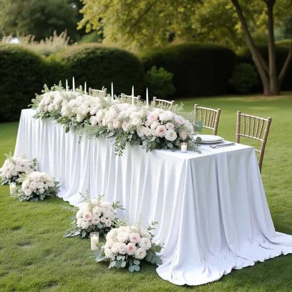 Wrinkle-resistant White TableclothStretchable Large-sizefor Dessert and Tea Break Tables Fits BirthdayWeddingEngagementZ260407