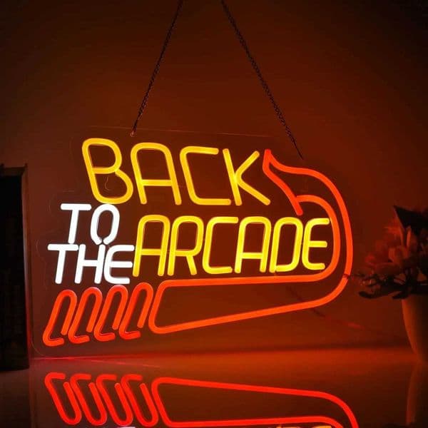 Back to The Arcade Neon Sign Retro Game Room Decor LED Wall Art for Gamers Home Bar Cafe Gaming Gift Idea Vintage 80s Style Z260407