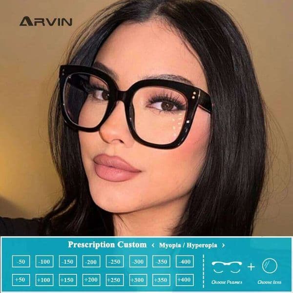 Black Oversized Square Reading Glasses for Women Rivets Retro Presbyopia Eyeglasses Female Transparent Optical Lenses
