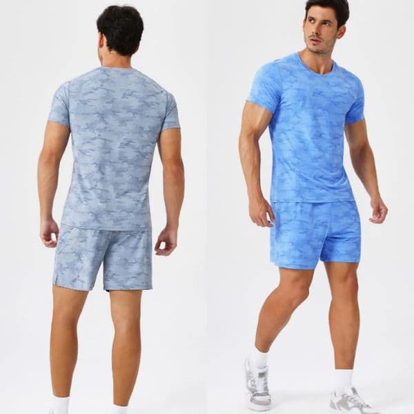 UU-L4645 Men's Loose Sports Short Sleeve Cool Breathable Sports Running T-shirt Shorts Outdoor Leisure Fitness Training Quick-drying Short Sleeve Shorts.