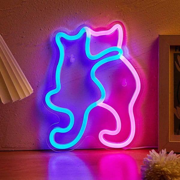 Chi-buy Cat LED Neon Sign USB Powered Neon Signs Night Light 3D Wall Art Game Room Bedroom Living Room Decor Lamp Signs Z260407