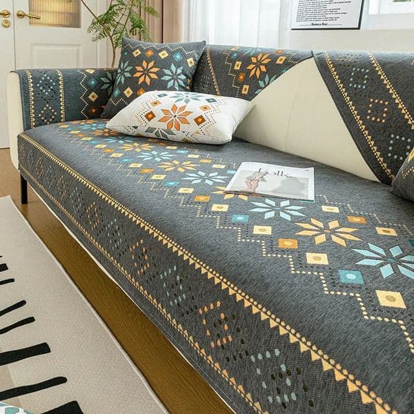 Soft Smooth Thicken Chenille Quilted Sofa Towel Embroidery Anti-slip Sofa Cover Furniture Protector Cover Bay Window Mat 260402
