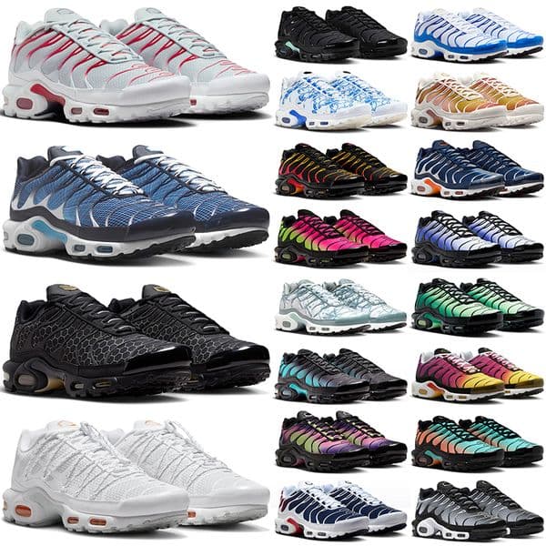 with box running tn shoes men women tns utility designer sneakers triple black white red navy blue pink green brown Obsidian mens womens tnss outdoor sports trainers