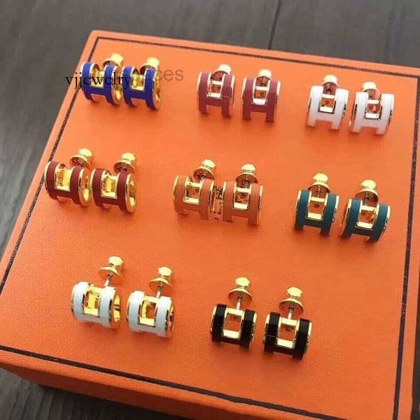 woman H Designer Brand Stud High Quality Fashion Letter Gold Plated Crystal Earring Party Wedding Earrings Jewelry No box