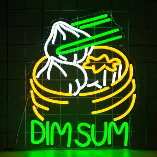 Dim Sum Neon Sign LED Neon Light Business for Chinese Breakfast Resturant Bedroom Bar Cooking Dish Tea Time Birthday Party Gift Z260407