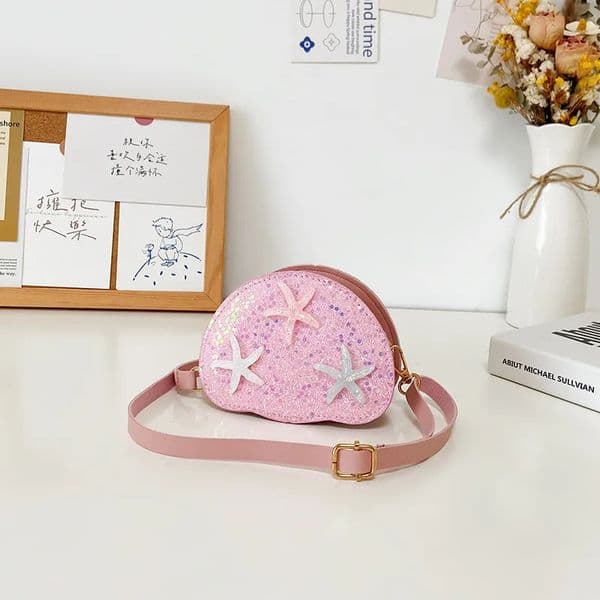 Seastar Sequin Childrens Shell Shoulder Bags Sweet Princess Baby Girls Crossbody Bag Cute Portable Kids Mini Clutch Coin Purse 260407BJ
