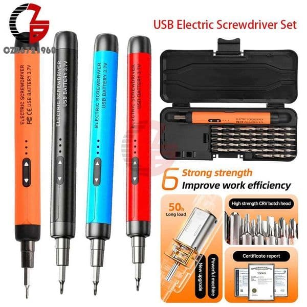 USB Electric Set High Torque Power Tool Mini Drill Bits Precision Screwdriver Head Kit Home Repair Tools