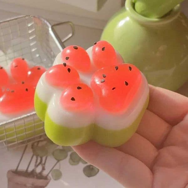 Cute Summer Limited Watermelon Cats Paw Antistress Foot Squishy ToyFidget Toy Mochi Squishy Stress Reliever Squeeze Toys H260407