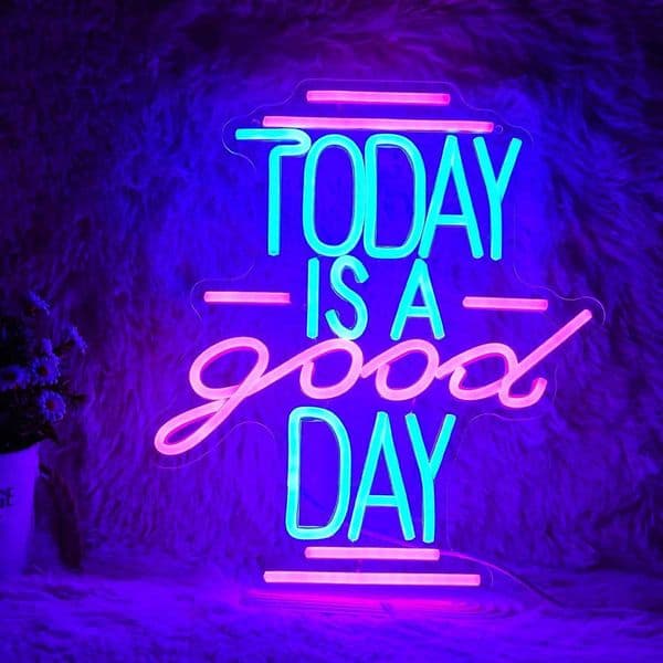 Inspirational Today Is A Good Day Neon Sign LED Wall Art for Home Decor Bedroom Living Room Bar Cafe Positive Vibe Lighting Gift Z260407