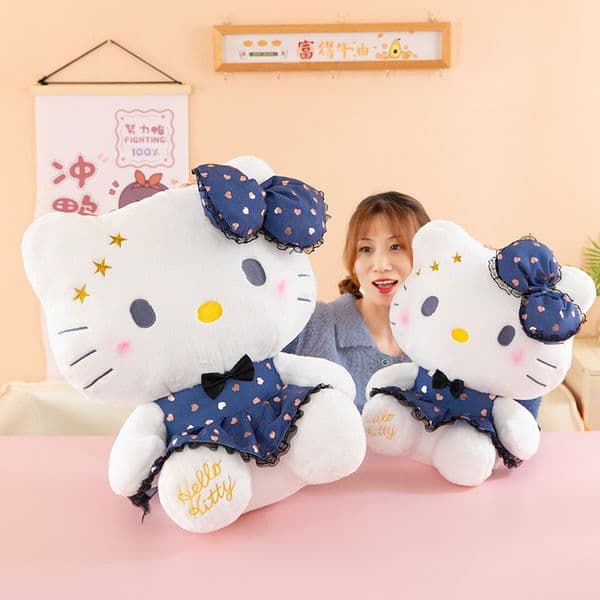 New Cute Cartoon KT Cat Plush Doll Toy Gift Doll Children's Pillow Bow Kitten Wholesale in Stock Free Shipping Fee By sea