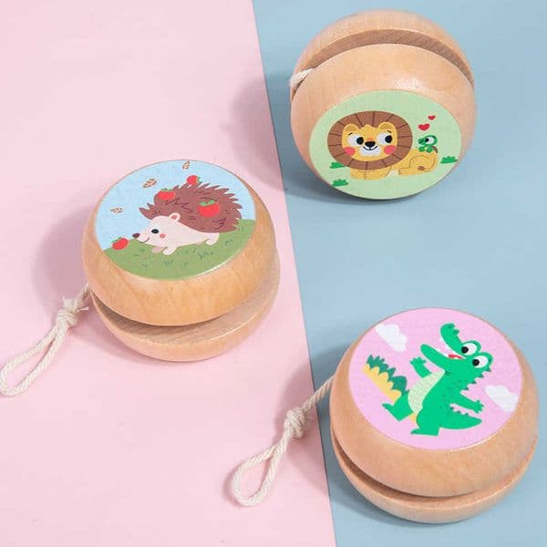 Wooden Childrens Cartoon Animal Yo-Yo Fun Cute Gift Yo-Yo Educational Classic Retro Toy S260406