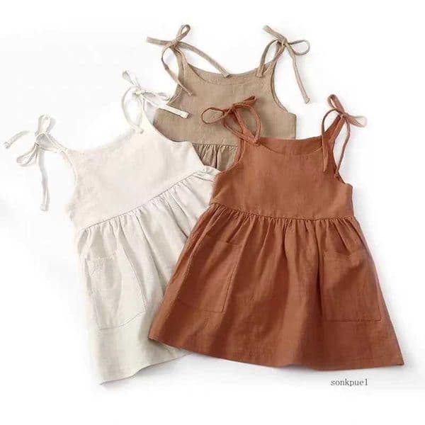 Summer Toddler Girl Dress Solid Cotton Sleeveless Children Dress Kids Sundress Slip Dress Fashion Girls Clothing L260406