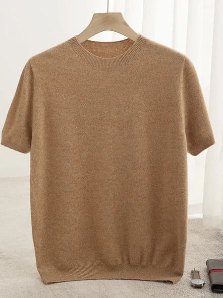 Men Classical Tshirt 100 Merino Wool Sweater Oneck Short Sleeve Pullover Smart Casual Basic Clothing Cashmere Knitwear Tops 260408