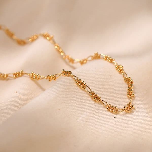 18K Gold Plated Necklace Bracelet for Women Beads Link Choker Dainty Chain Layered Necklaces Choker Simple Minimalist Necklace Jewelry Gift for Wife Christmas