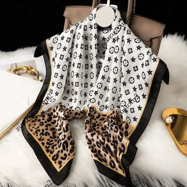 70cm Simple Presbyopia Printing Floral imitate Silk Scarf Headband for Women Girls Fashion Long Handle Bag Scarves Paris Shoulder Tote Luggage Ribbon Head Wraps thumbnail 2