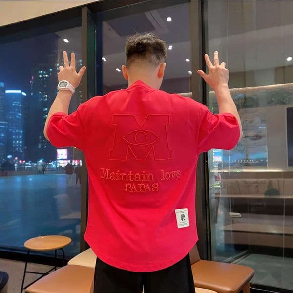 Summer New Men's Fashion Swallowtail Couple Embroidery Comfortable Trendy Versatile Korean High-End Short Sleeve T-Shirt