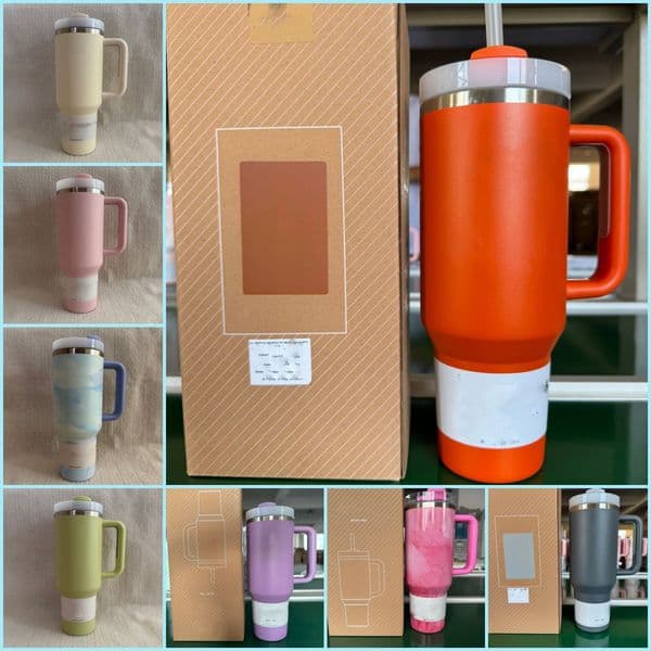 Designer 40oz Water Bottle Tumbler With Handle and Straw Cup For Travel Camping Cup Insulated Stainless Steel Mug BPA Free Summer Coffee Mug Birthday Gift w L260513
