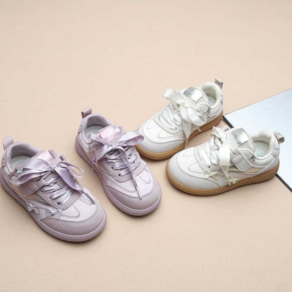 Childrens sneakers 2025 autumn new model girls bowknot thin-soled shoes fashionable versatile casual non-slip sports shoes Q260408