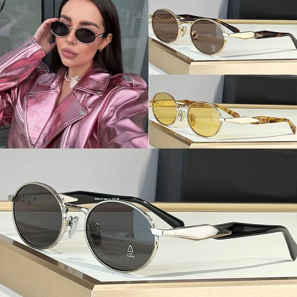 Man Women Designer oval shape Logo Sunglasses Z1539 Women Metal Frame Sunglasses Designer Geometric Glasses Leg Glasses 100% UV Outdoor Vacation Sunglasses