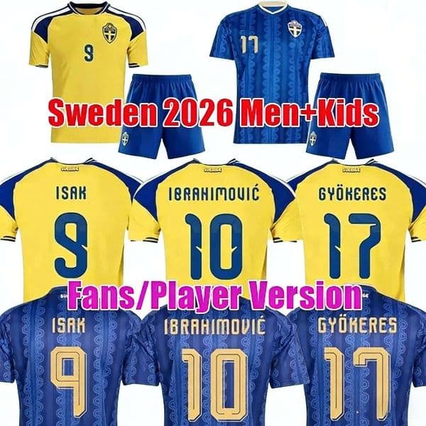Sweden Jersey 2026 World Cup GYOKERES Soccer Jerseys ISAK IBRAHIMOVIC Sweden Jersey ELANGA LINDELOF BERGVALL Sweden Football Shirt Men Kids Top Set Uniforms