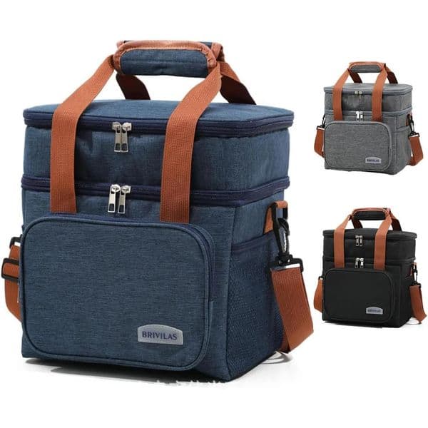 Insulated Lunch Box for Men Women Collapsible Leakproof Double Cooler Bag Large Capacity Travel Camping Lunch Bags for Work260407BJ