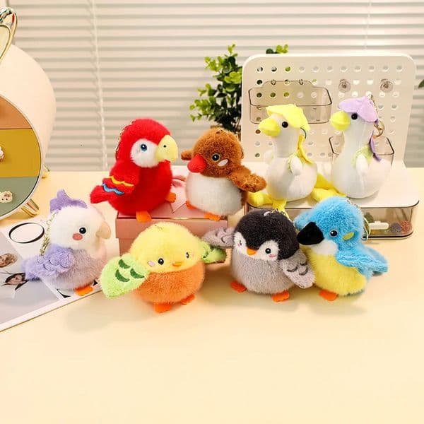 Kawaii Bird Plush Mini Artificial Pendant Toys Cute Lifelike Parrot Sparrow Plush Pendant Bag Accessories Kid Birthday Gifts 260407