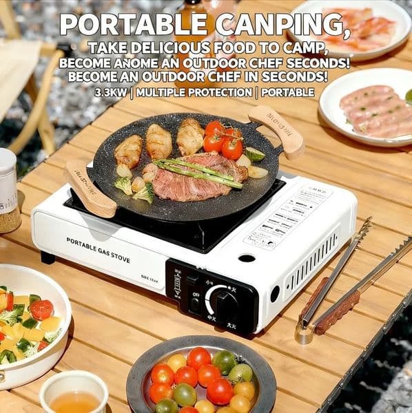 Portable DualPurpose Outdoor Gas Stove for Camping Barbecue Hiking Backyard Cooking Household Use Lightweight Compact 260408