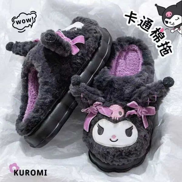 Hot Kuromi Peripheral Products Cotton Slippers For WomenS Autumn And Winter Home Anti Slip Cute Cartoon Cotton Shoes Thickened T251212
