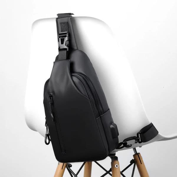 Multifunctional chest bag mens cross bag with USB charging port and adjustable shoulder strap suitable for daily commuting 260407BJ
