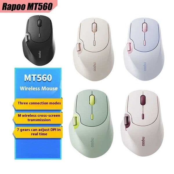 Rapoo MT560 Mouse 3mode Wireless Mice Ergonomic Hall Magnetic Induction Knob Cross Screen Custom Lightweight Gaming Pc Accessory S2647