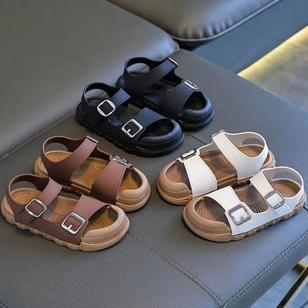 Children Student Sandals Solid Color Korean Fashion Versatile Soft Sole Baby Toddler Boys Girls Kids Outdoor Beach Shoes 260407
