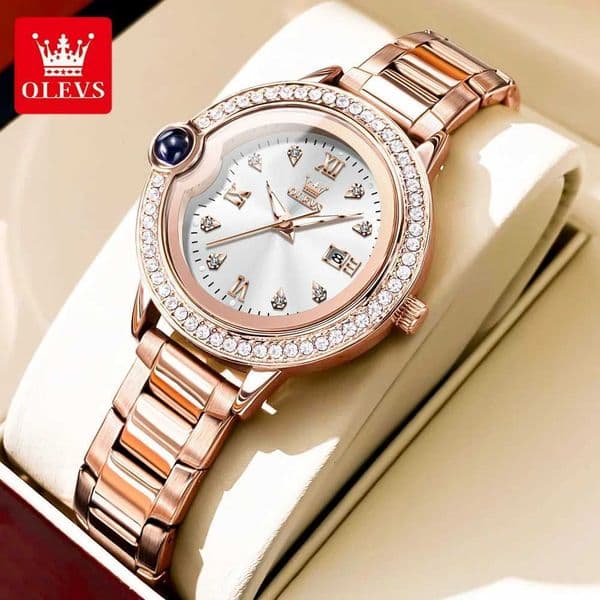 OLEVS 5588 Womens Watches Luxury Quartz Ladies Watch Diamond Bezel Wristwatch Waterproof Automatic Date Reloj Mujer H260408